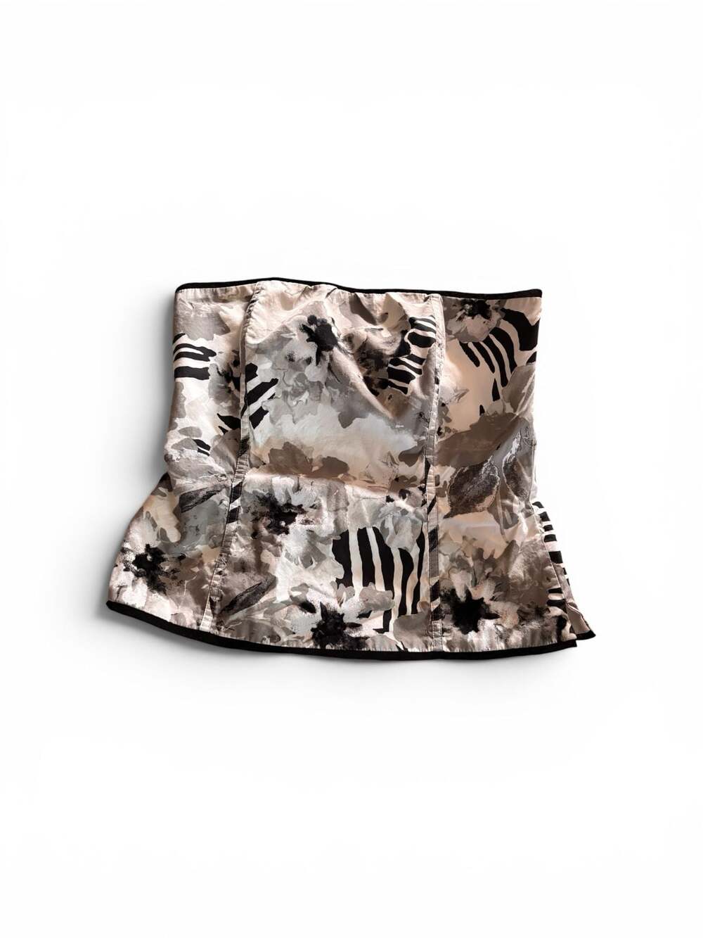 White House Black Market Floral and Zebra Print Strapless Corset Top